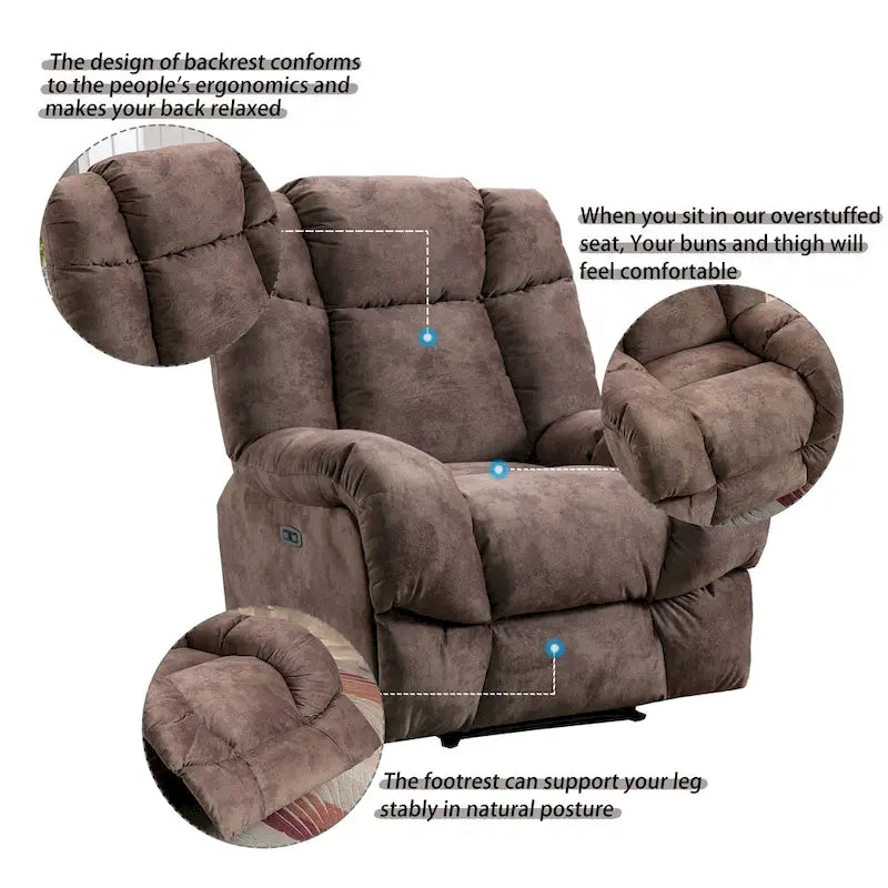 Power Recliner Chair with USB Port and Chenille Upholstery