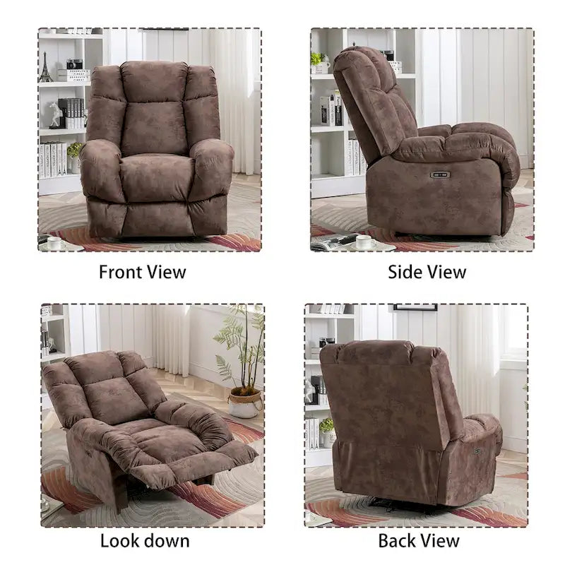 Power Recliner Chair with USB Port and Chenille Upholstery