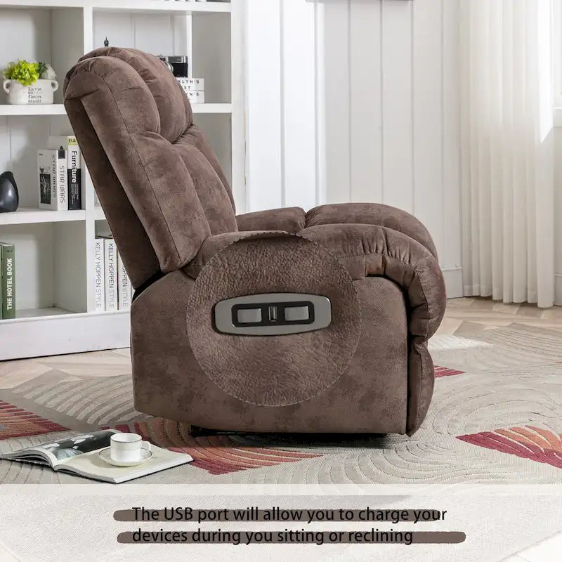 Power Recliner Chair with USB Port and Chenille Upholstery