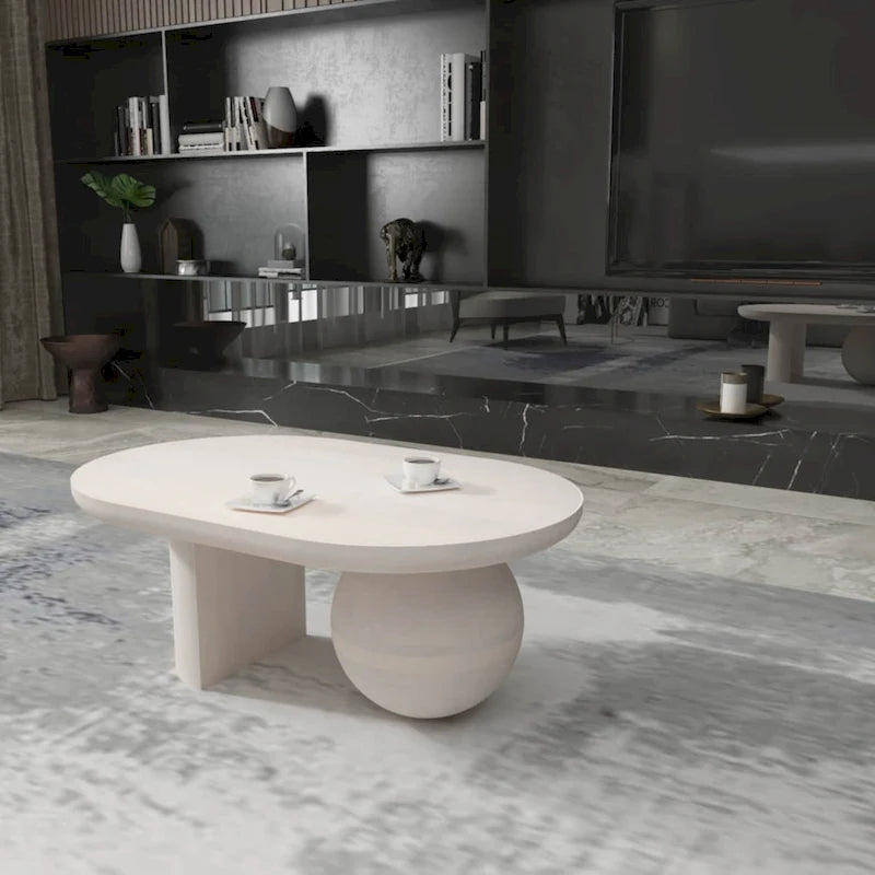 Mango Wood Oblong Coffee Table with Sculptural Ball Legs