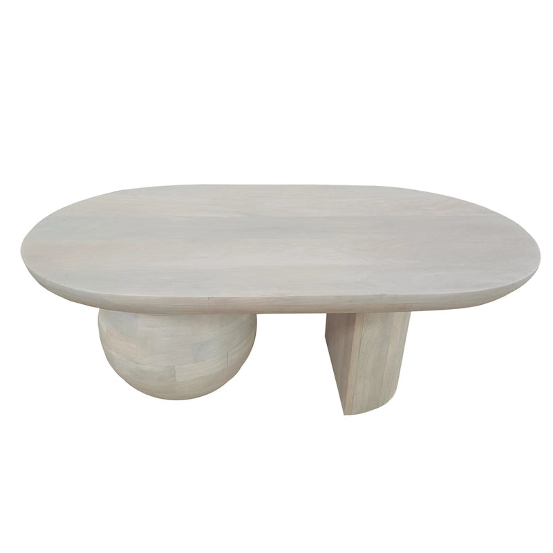 Mango Wood Oblong Coffee Table with Sculptural Ball Legs