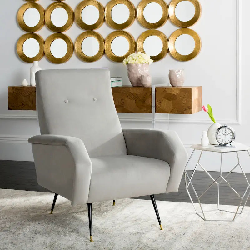 Mid-Century Modern Retro Club Chair with Gold Legs