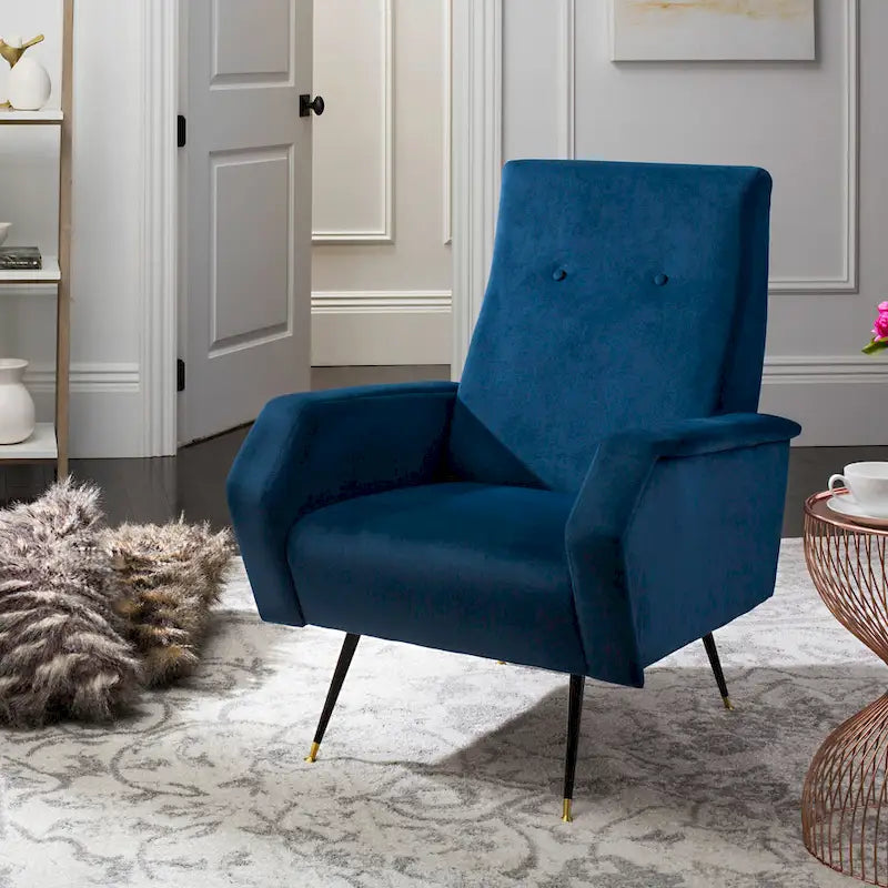 Mid-Century Modern Retro Club Chair with Gold Legs