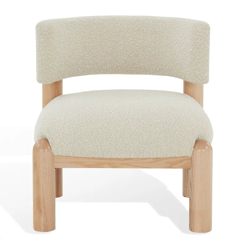 Faux Shearling Accent Chair with Sculptural Wood Legs