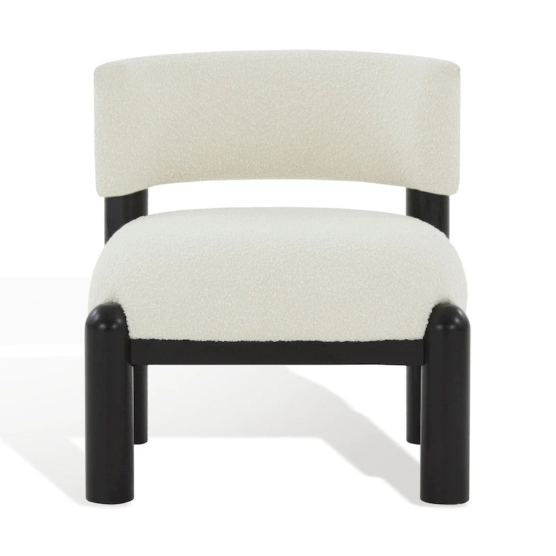 Faux Shearling Accent Chair with Sculptural Wood Legs