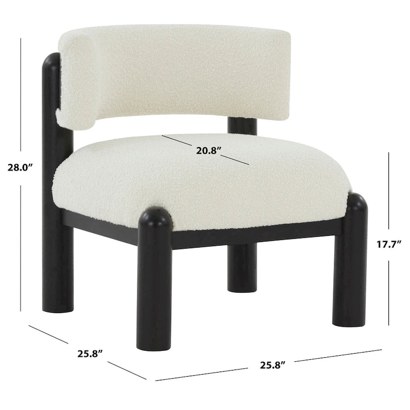 Faux Shearling Accent Chair with Sculptural Wood Legs