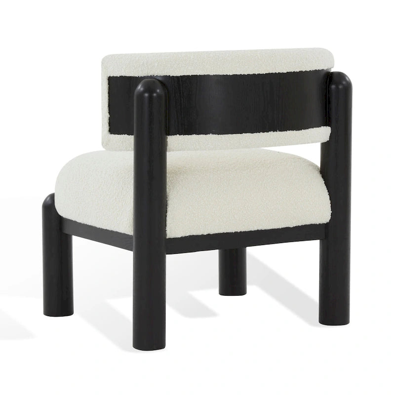 Faux Shearling Accent Chair with Sculptural Wood Legs
