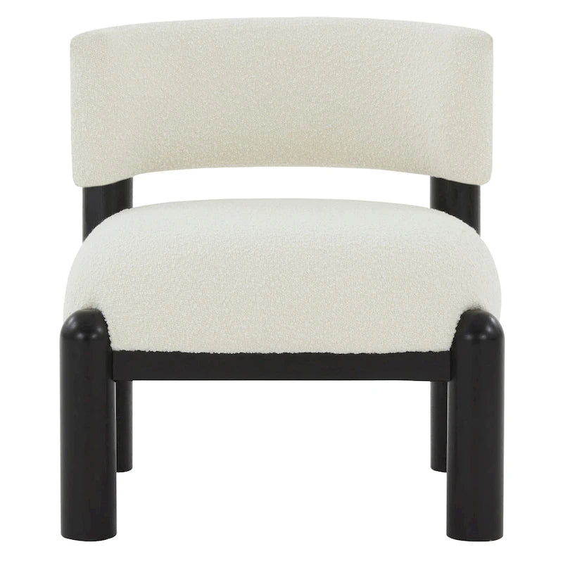 Faux Shearling Accent Chair with Sculptural Wood Legs