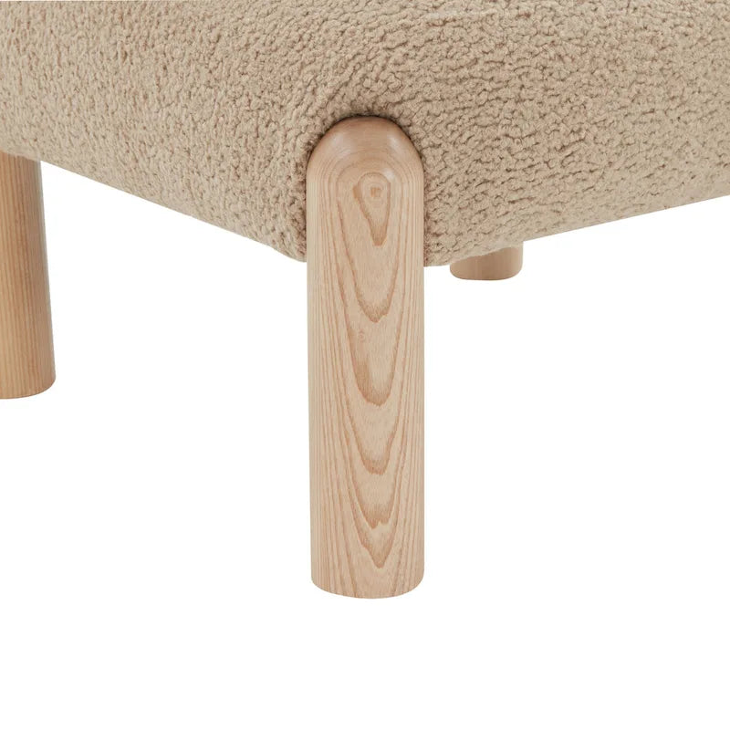 Faux Shearling Accent Chair with Sculptural Wood Legs