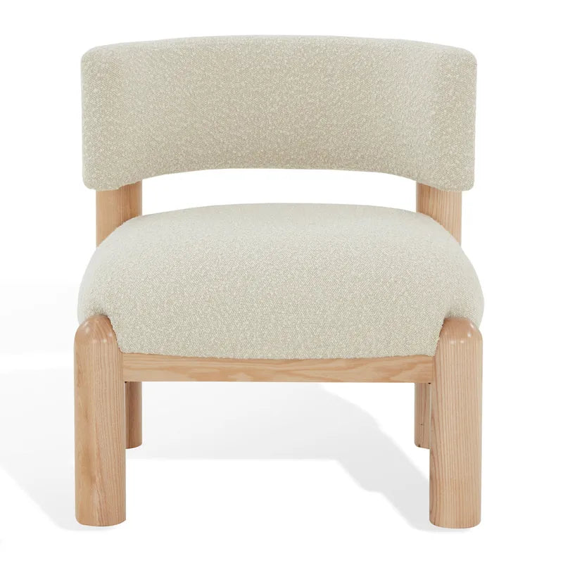 Faux Shearling Accent Chair with Sculptural Wood Legs