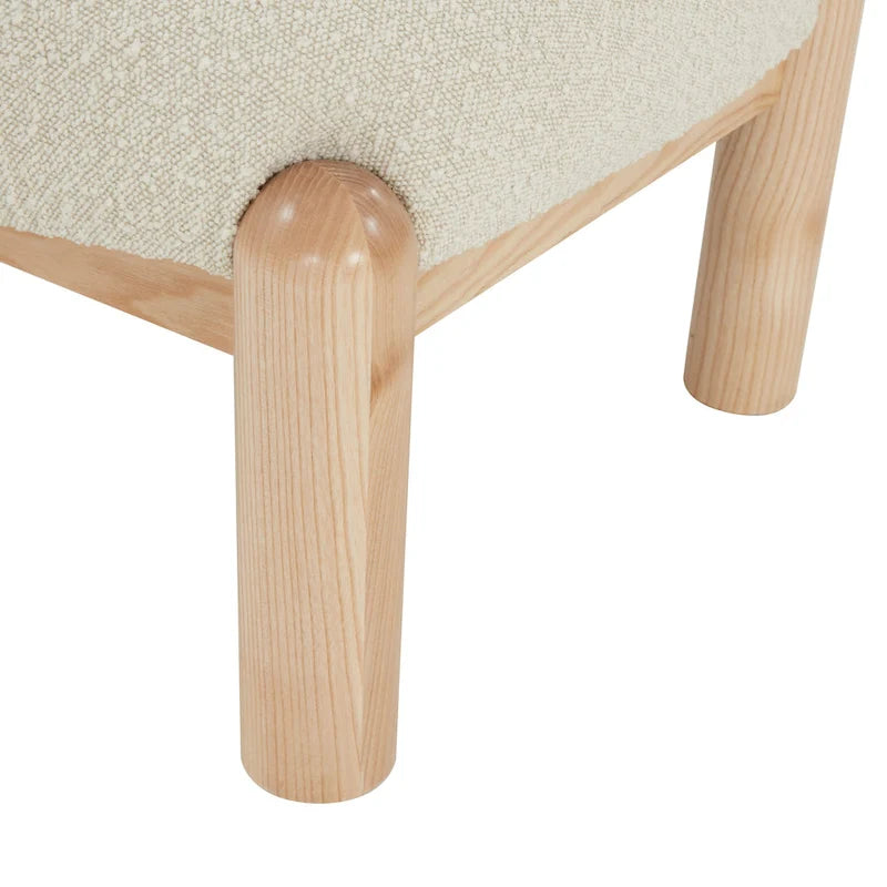Faux Shearling Accent Chair with Sculptural Wood Legs