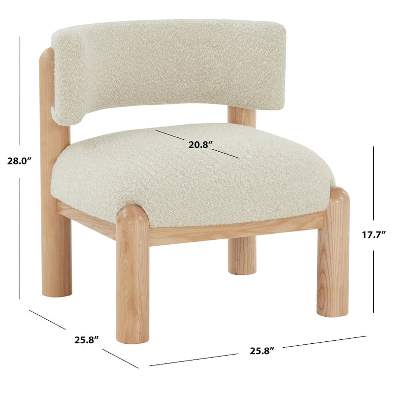 Faux Shearling Accent Chair with Sculptural Wood Legs