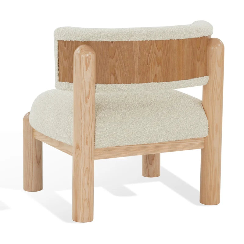 Faux Shearling Accent Chair with Sculptural Wood Legs