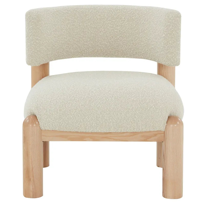 Faux Shearling Accent Chair with Sculptural Wood Legs