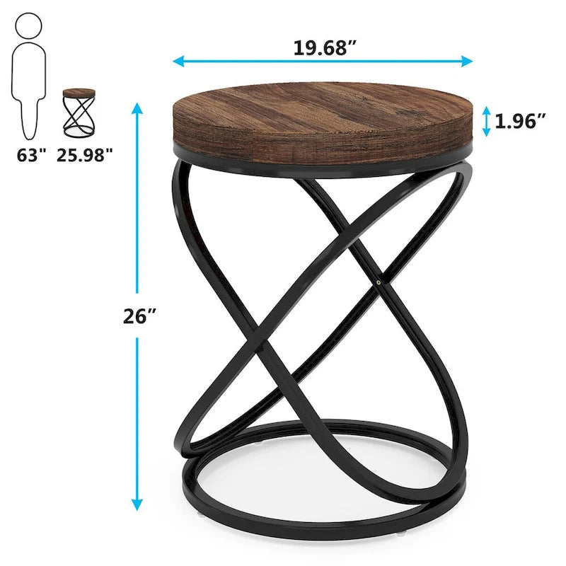 Round Faux Marble Top Side Table with Gold Metal Frame