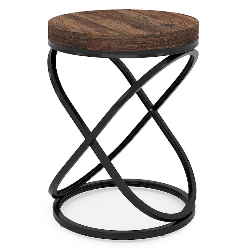Round Faux Marble Top Side Table with Gold Metal Frame