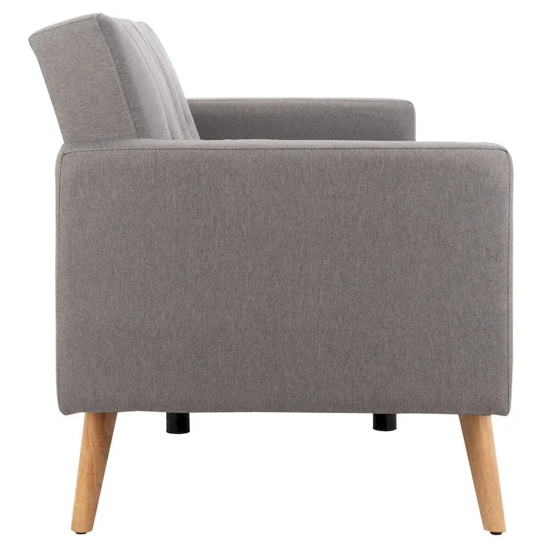 Skládací futonová rozkládací pohovka s polštářem a dřevěnými nohami