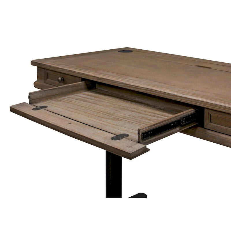 Electric Sit-Stand Desk with Wood Top and Antique Hardware