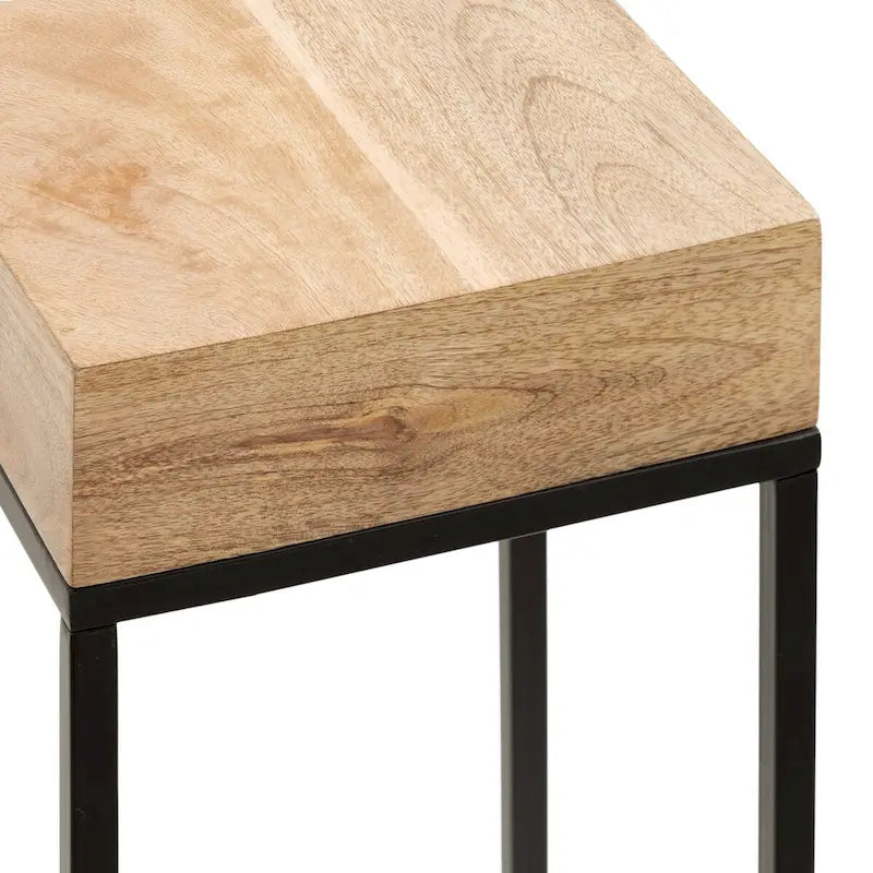 Quadratischer Akzent-Beistelltisch aus Mangoholz und Eisen