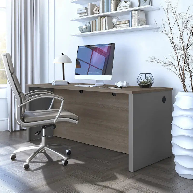 Scrivania da ufficio larga 72" con passacavi e design reversibile