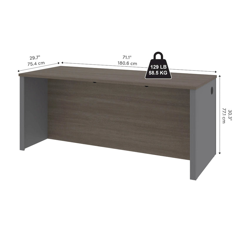 Scrivania da ufficio larga 72" con passacavi e design reversibile