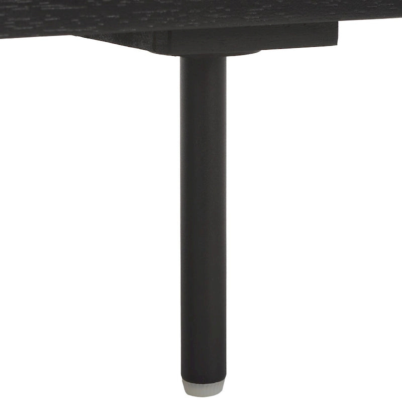 54" Slatted Wood Media Stand with 2 Doors, 2 Open Shelves and Black Metal Base