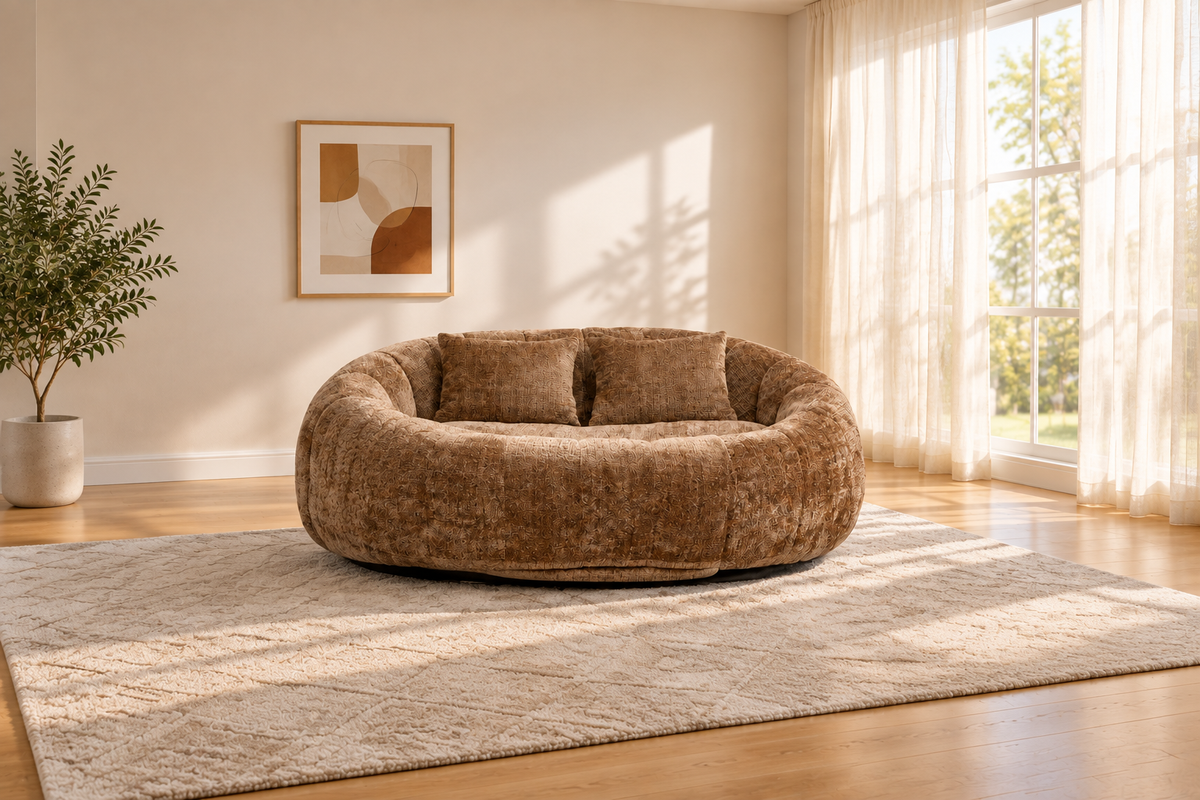 Chenille Loveseat Clean Wide View