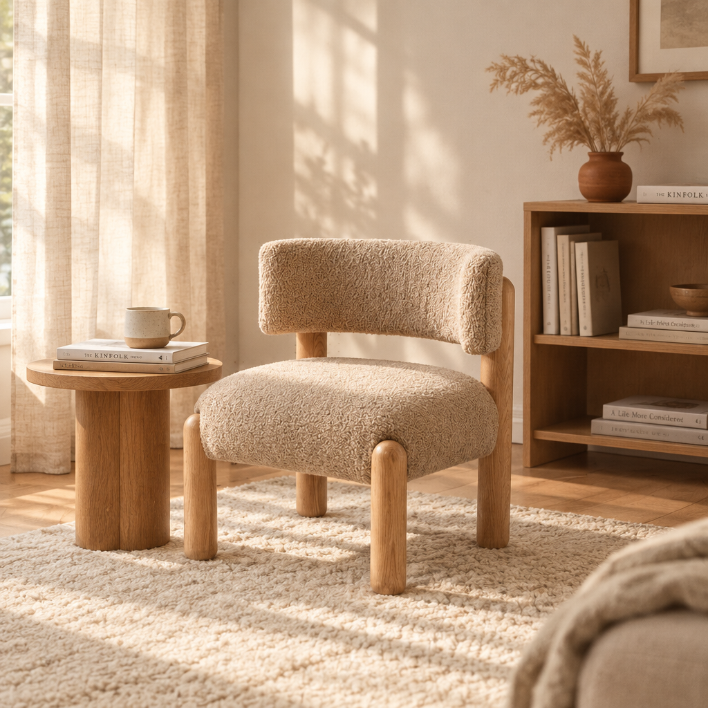 Faux Shearling Accent Chair in Scandinavian Interior
