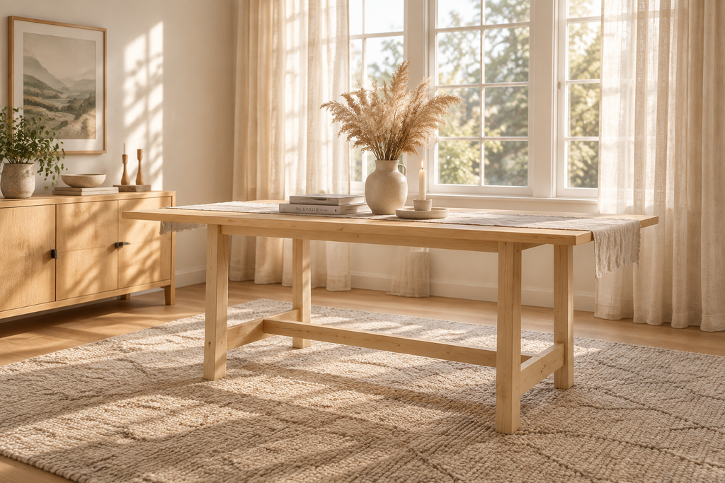Pine Wood Dining Table Scene